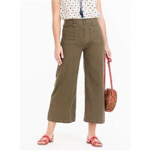J.Crew Point Sur washed wide-leg crop pant - Olive Green - Size 28 - NWT